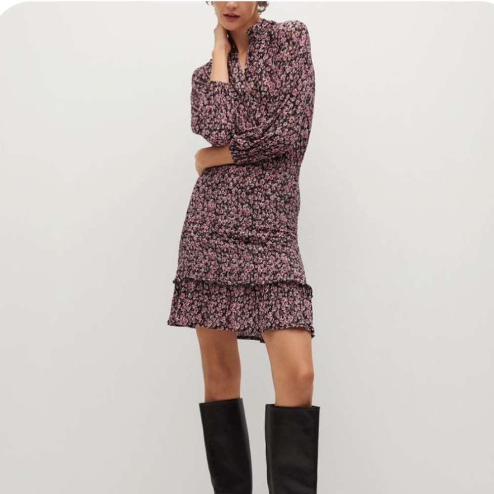 Mango floral ruffled print dress